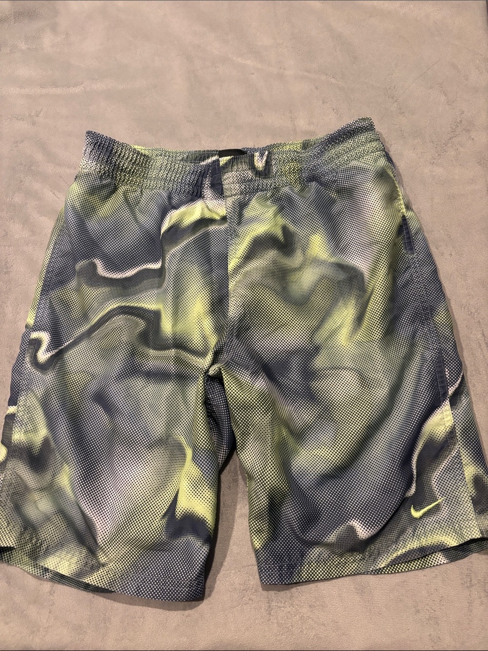 Nike boys Shorts - Lime Green & Gray Abstract Print